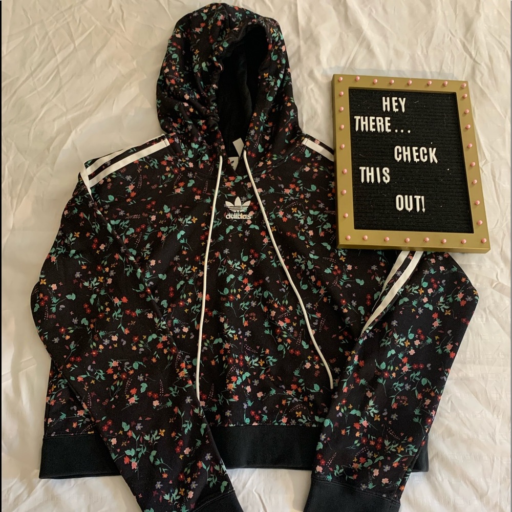 Kids Adidas Floral Black Hoodie